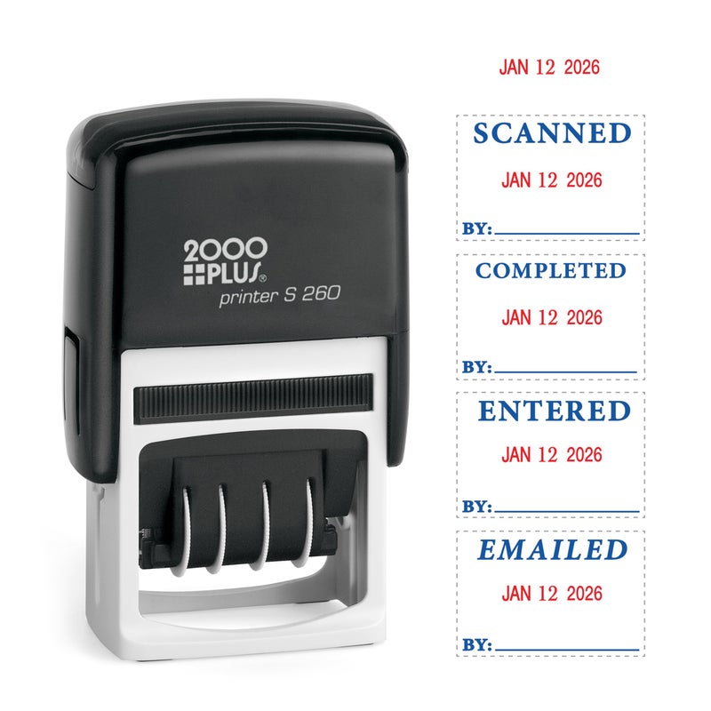 2000 PLUSÂ® 4-in-1 Date Stamp, 15/16" x 1 3/4", Blue/Red - Image 2